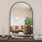 24x36 Inch Black Metal Framed Arched Bathroom Mirror for Wall. — product image 1
