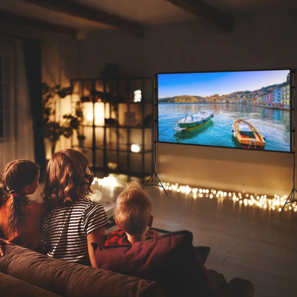 100inch 120inch Options Projector Screen With Stand 4K HD Rear Front Wrinkle-Free Portable And Foldable Movie Screen With Carry Bag For Indoor Outdoor Home Theater Backyard Cinema — product image 2