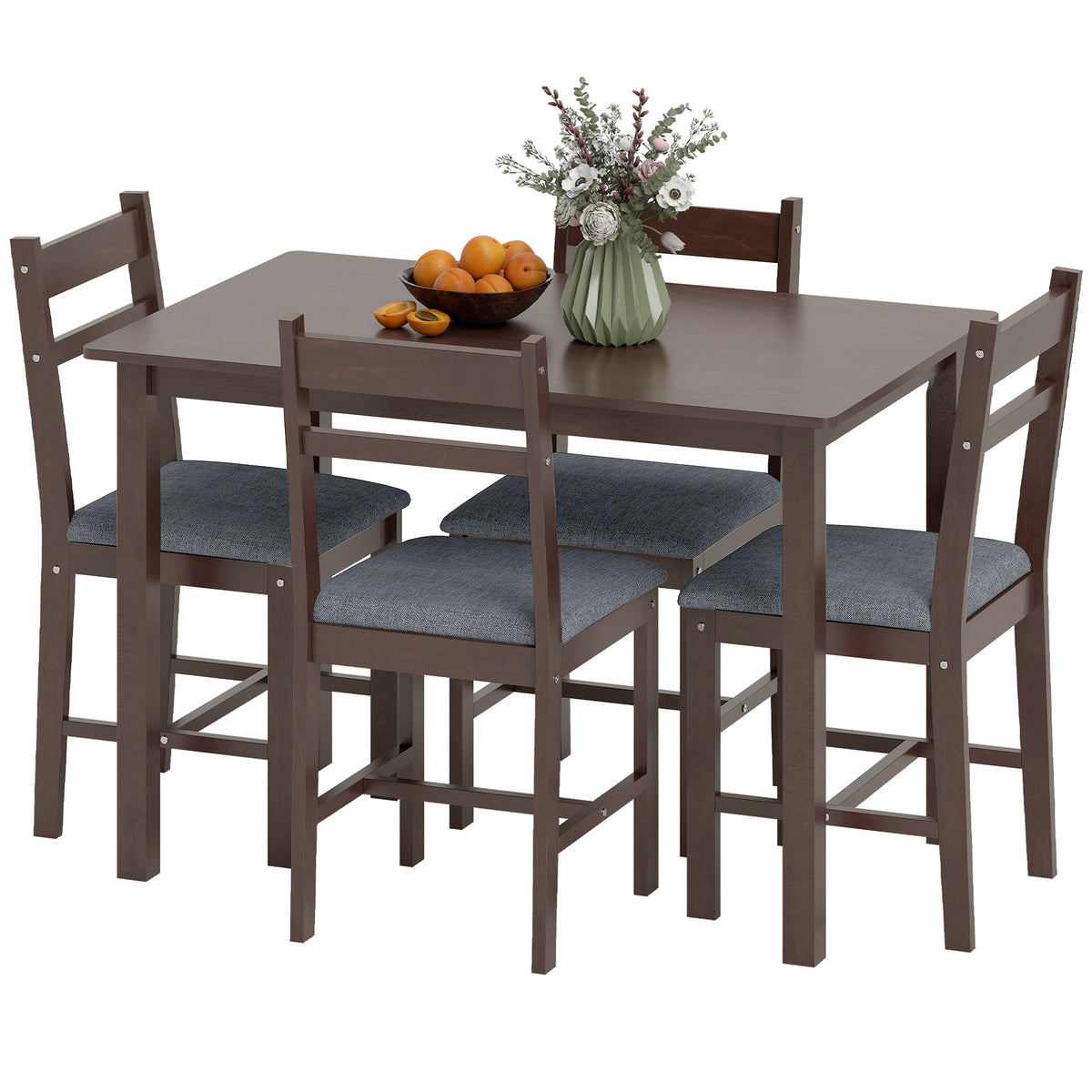 5-Piece Solid Wood Dining Table Set for 4 — product image 1