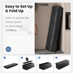 Brown folding storage ottoman bench — view 2