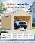 Carport Replacement Canopy, 10 X 20 Ft Potable Garage Tent Top Tarp With Sidewalls, UV-Resistant & Waterproof, Heavy Duty Car Shelter Tarp With Ball Buggees, Beige, Frame Not Included — product image 3