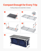 Camping Kitchen Table Folding Portable Cook Station 3 Adjustable Height Aluminum — product image 2