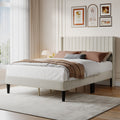 Double Bed Frame, Fabric-covered Wing-shaped Headboard And Wooden Crossbars, With A Load Capacity Of 500 Pounds, Without Box Springs — product image 1