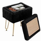 Camel faux-fur storage stool — view 3