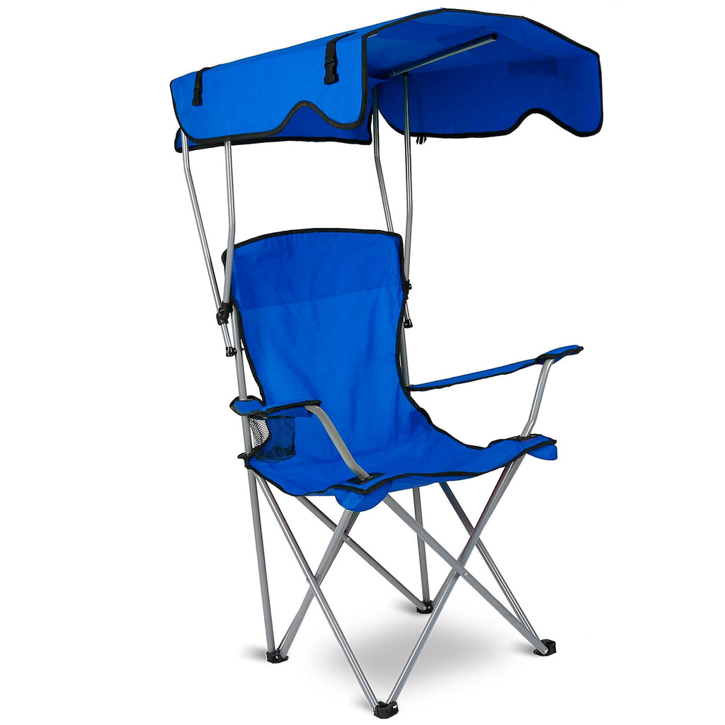 1Pc Foldable Camping Chair With Canopy Cup Holder 330LBS Max Load Folded As A Carry Bag Fedex Shipping — product image 1
