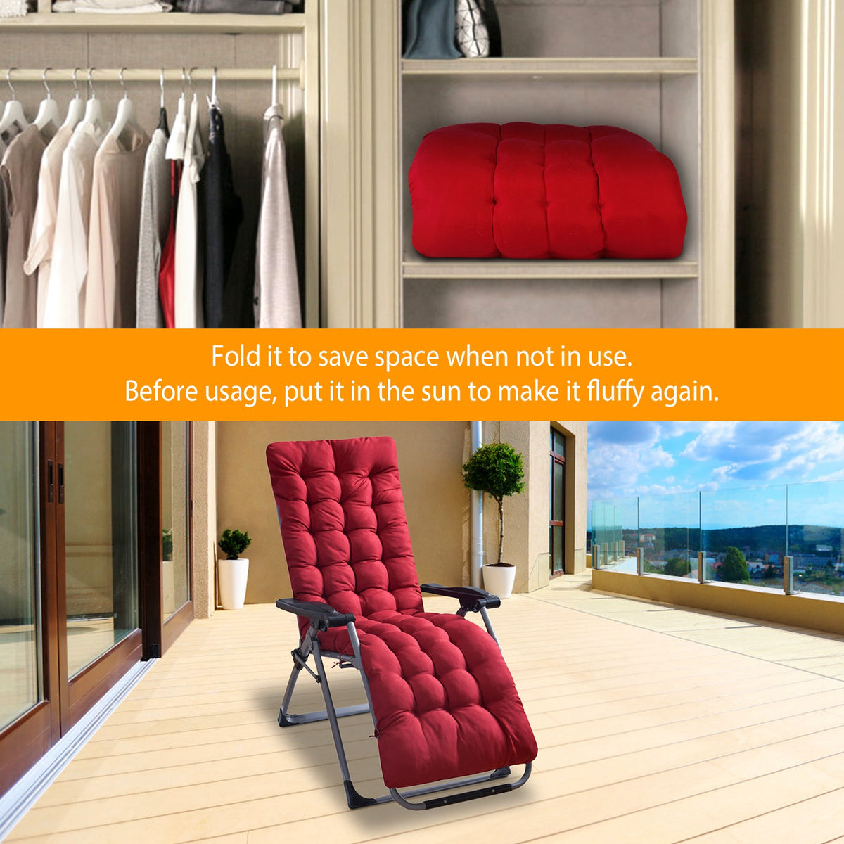 1Pc Chaise Lounger Cushion Recliner Rocking Chair Sofa Mat Deck Chair Cushion Chair Not Inlcuded  Standard Type — product image 2