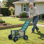 Rolling Garden Seat With Wheel 400LB Heavy Duty Metal Garden Cart With Storage — product image 1