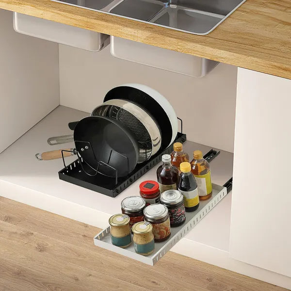 Pull Out Pots and Pans Organizer Under Cabinet with 8 Adjustable Dividers Rustproof — product image 2