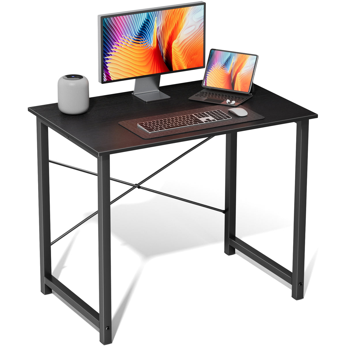 Black compact home office desk — view 3