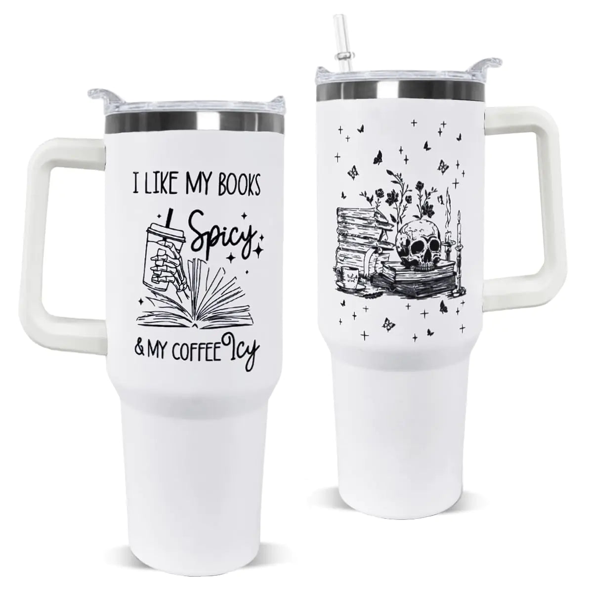 Gothic Skull 40oz Book Lover Tumbler