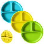 Vicloon Silicone Toddler Plates 3PCS - Non-Slip Divided Suction Design