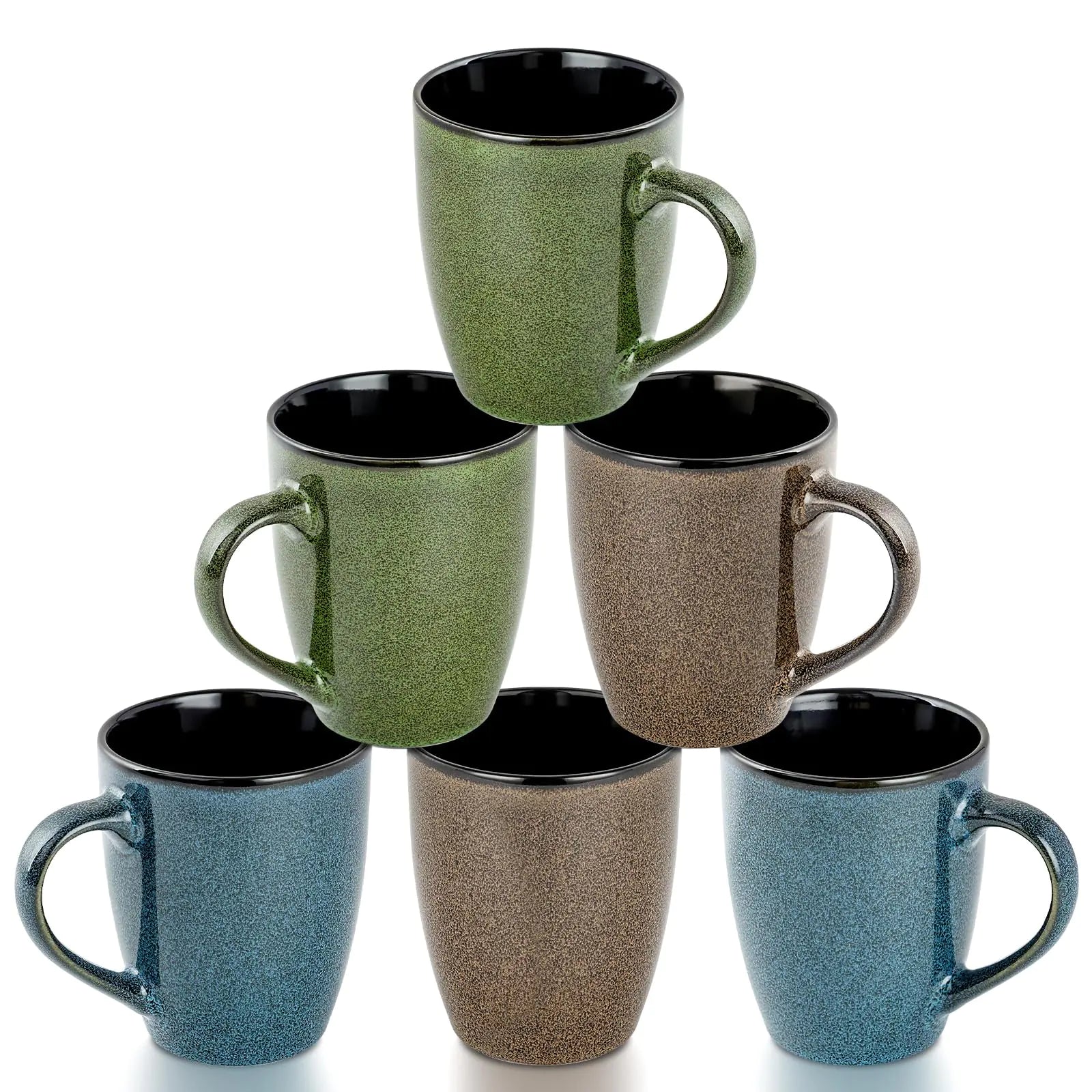 SEDEME 12oz Ceramic Coffee Mug Set - 6 Pack