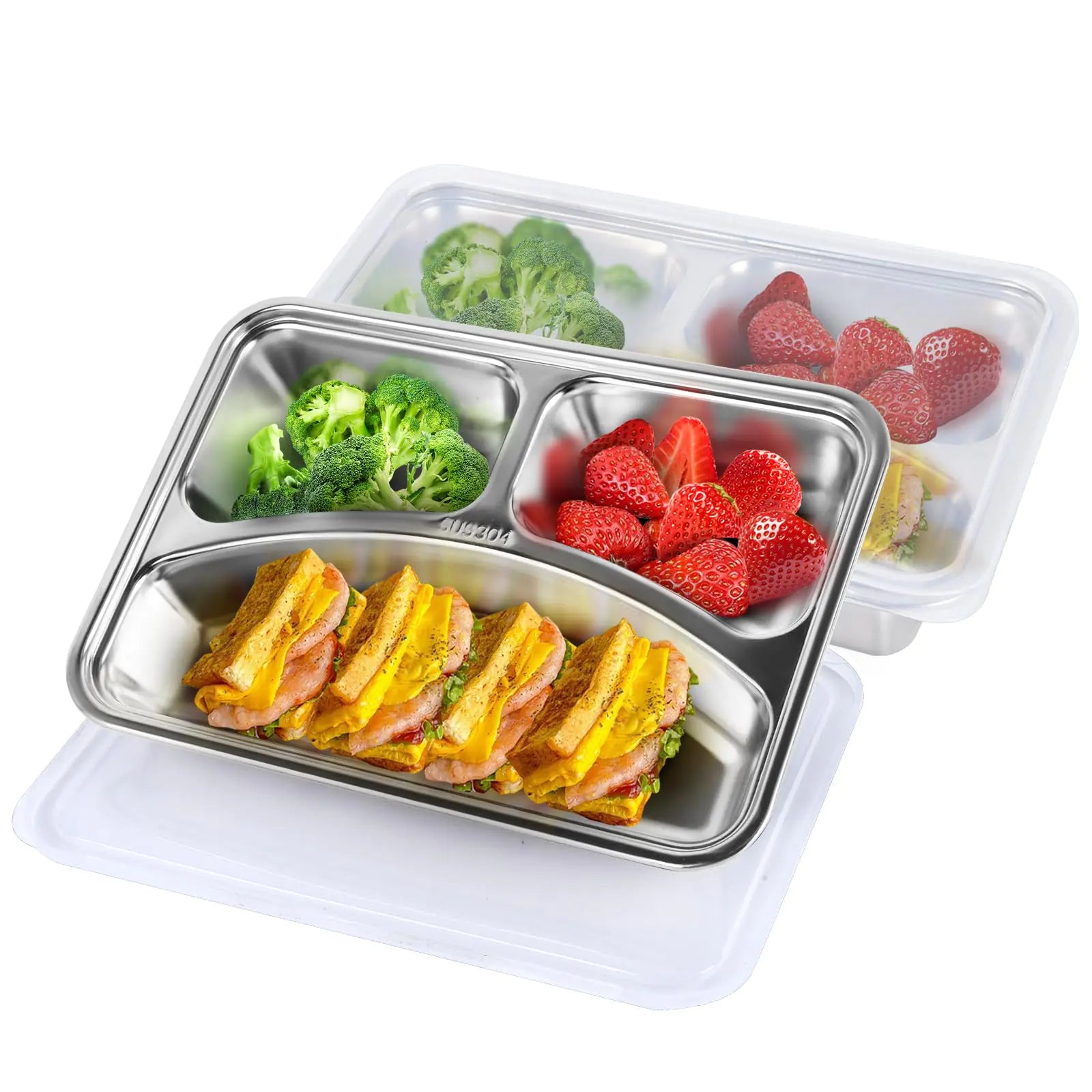 HALAGAS Toddler Stainless Steel Divided Plates - Set of 2, BPA Free