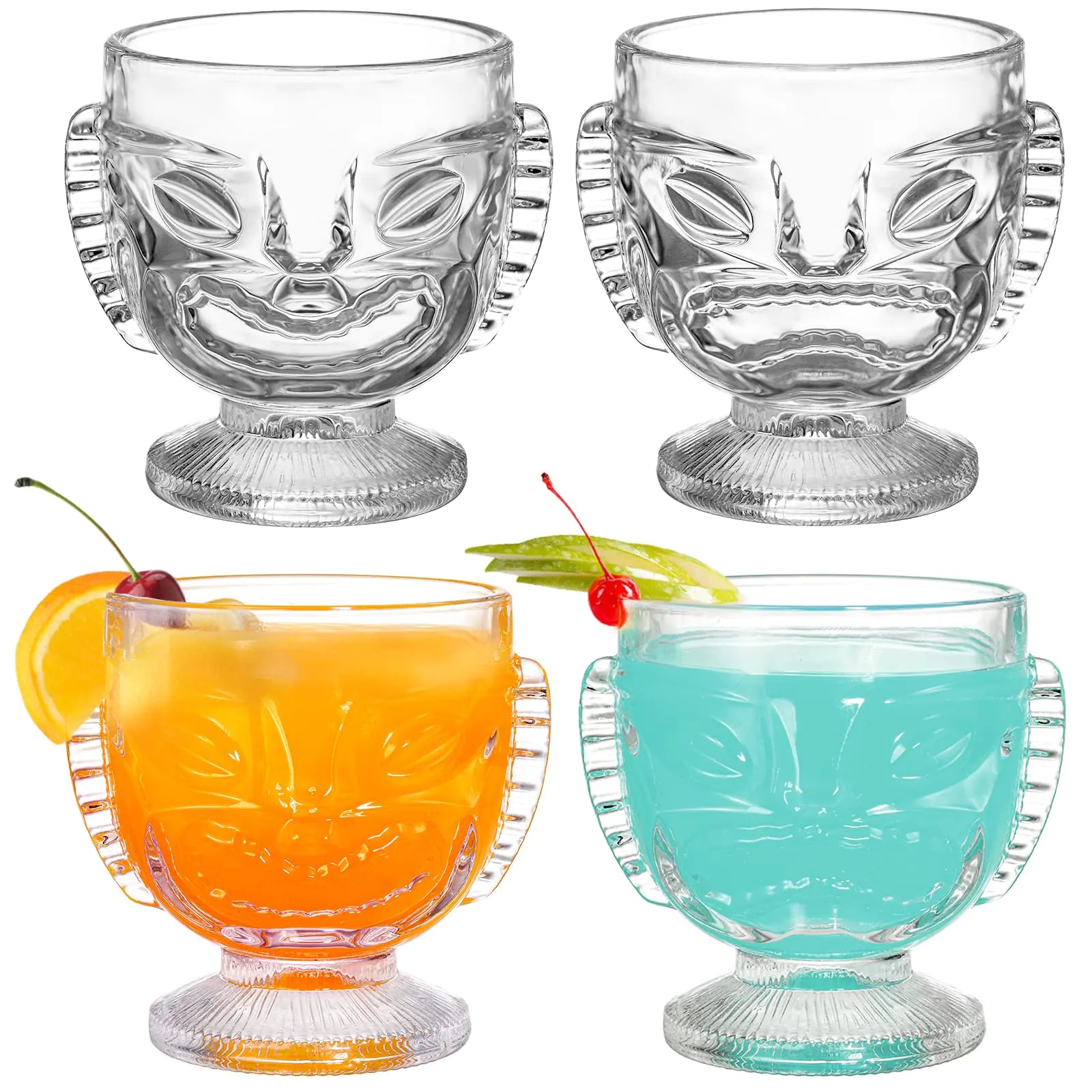 TOPZEA Hawaiian Tiki Bar Glass Set, 14 oz