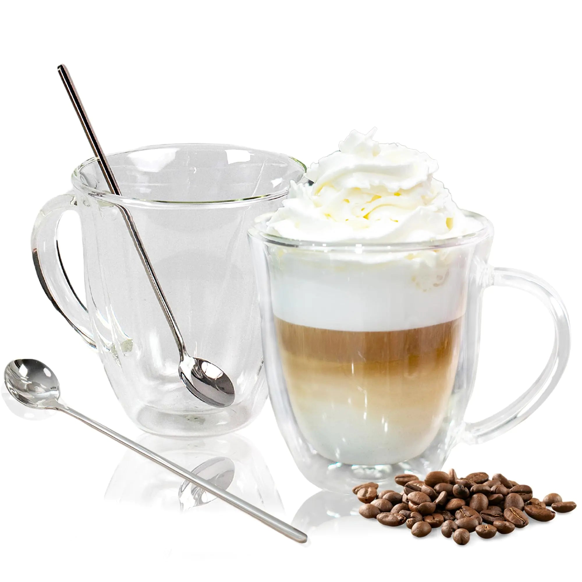AYL Elegant Double-Wall 16oz Glass Mugs