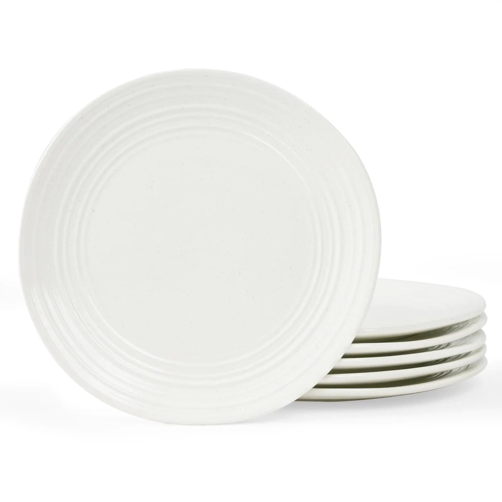 famiware Twilight White 10.25" Stackable Ceramic Plate Set for 6