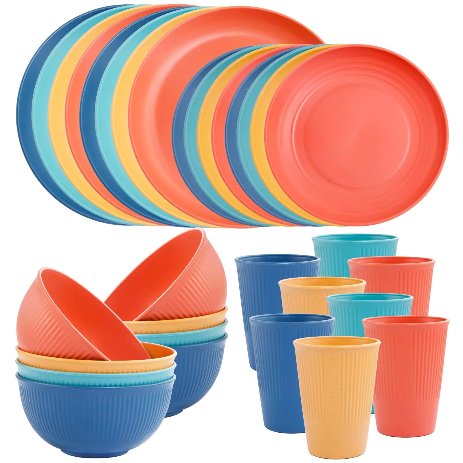 32pc Wheat Straw Dinnerware Set for 8