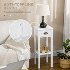 2-Tier Side Table with Drawer and Shelf, End Table for Living Room and Hallway, White — product image 2