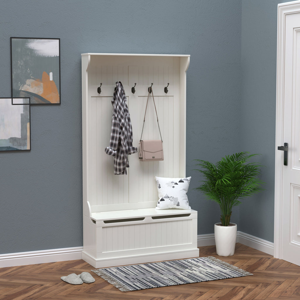 3-in-1 Entryway Bench with Coat Rack — Hall Tree with Bench and Shoe Storage — product image 2