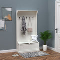 3-in-1 Entryway Bench with Coat Rack — Hall Tree with Bench and Shoe Storage — product image 2
