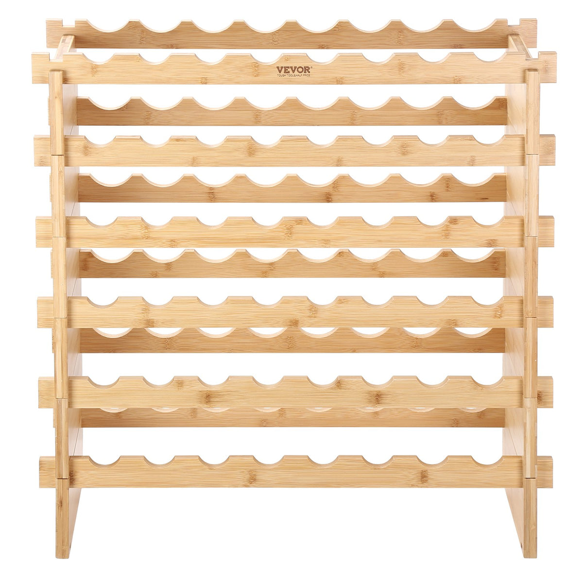 VEVOR 48 Bottle Stackable Modular Wine Rack Bamboo Wood Display Shelf 6-Tier — product image 1