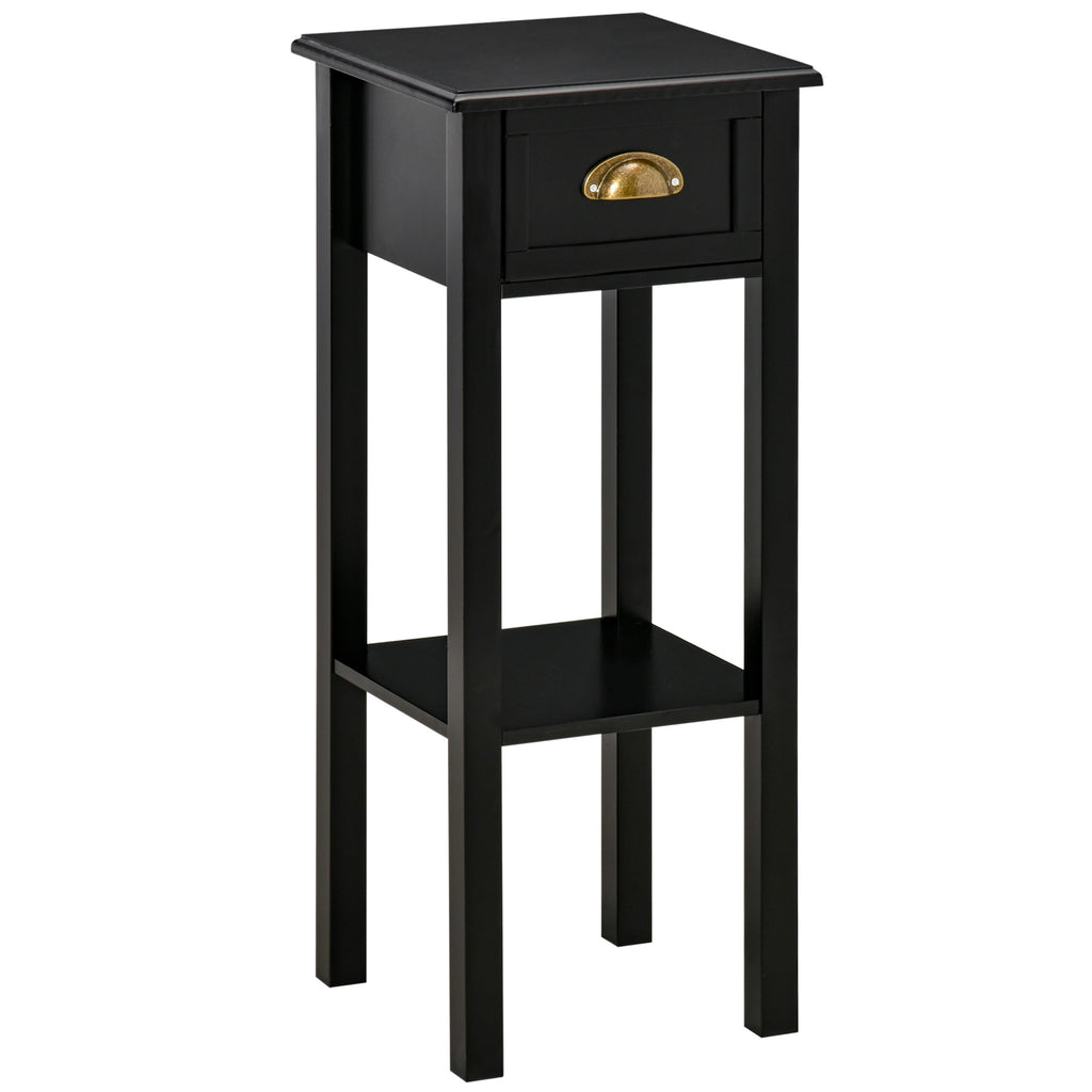 2-Tier Side Table with Drawer Shelf, End Table for Living Room Hallway, Black — product image 1