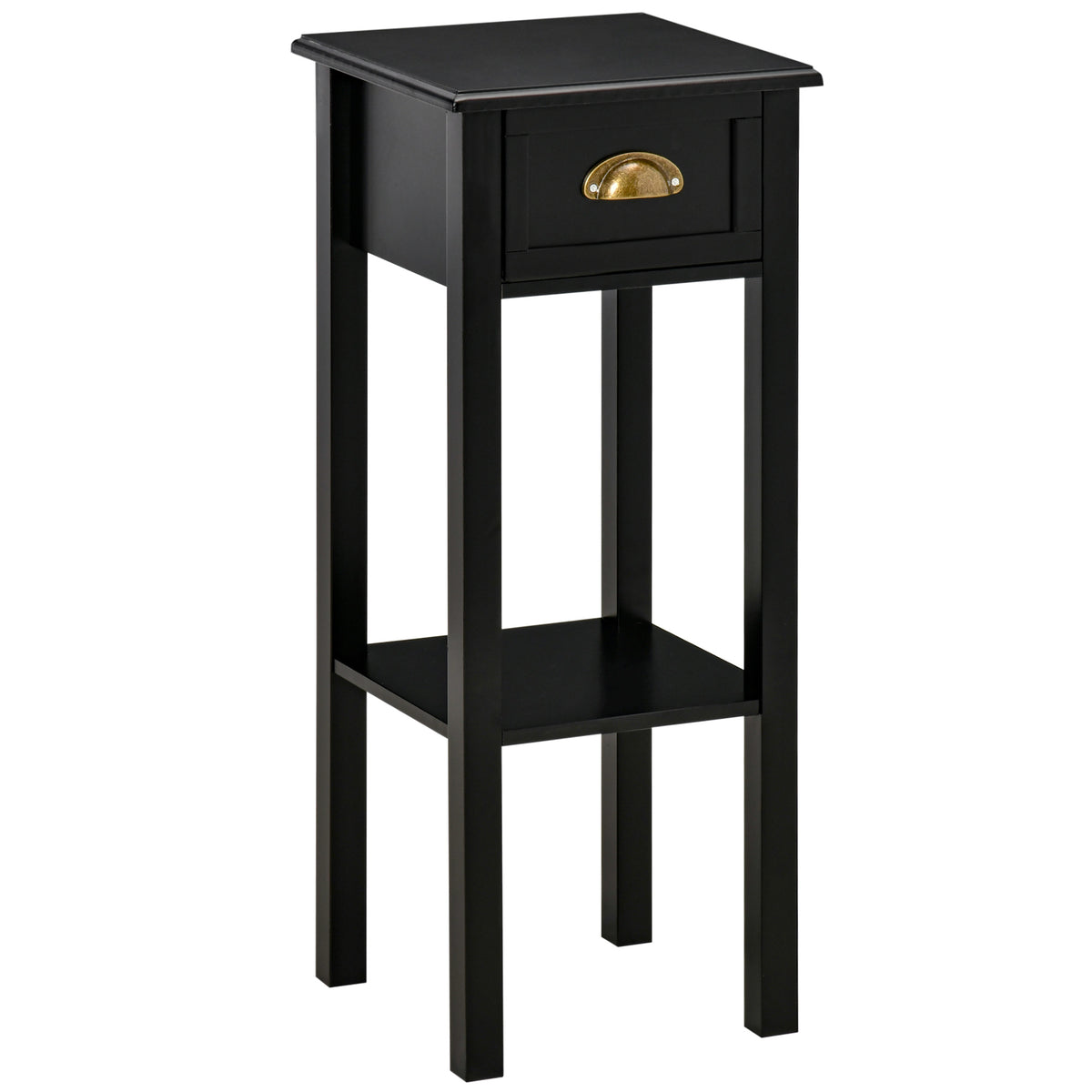 2-Tier Side Table with Drawer Shelf, End Table for Living Room Hallway, Black — product image 1