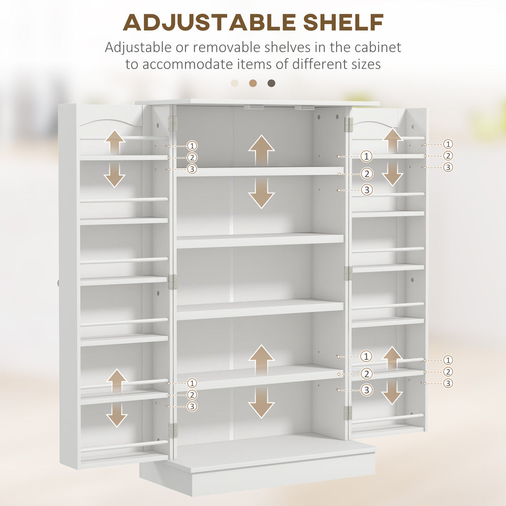 Freestanding Kitchen Pantry Cabinet, Kitchen Sideboard Cabinet with 12 Door Shelves, Double Doors, 5-tier Shelving, Paper White — product image 3