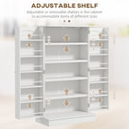 Freestanding Kitchen Pantry Cabinet, Kitchen Sideboard Cabinet with 12 Door Shelves, Double Doors, 5-tier Shelving, Paper White — product image 3