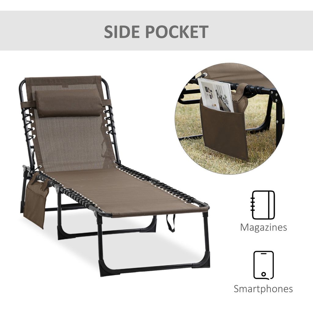 Chaise Lounge Chair Outdoor — Folding Bed Cot with Removable Pillow for Garden — product image 2
