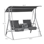 2-Seater Outdoor Porch Swing with Canopy and Table, Patio Swing Chair for Garden, Poolside, Backyard, Gray — product image 2