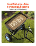 Tow Behind Broadcast Spreader, 130LBS Capacity, Tow/Push Garden Spreader With 13 In Tires, 30 Adjustable Setting & 9.8 Ft Spreading Width, Lawn Spreaders For Seed, Fertilizer, Salt, Ice Melt — product image 2