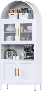 73 in Tall Metal Arched Cabinet — Kitchen Pantry Cabinet with Glass Door — product image 1