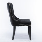 Nikki Modern, High-end Tufted Solid Wood Contemporary Velvet Upholstered Dining Chair With Wood Legs Nailhead Trim 2-Pcs Set, Black, SW2001BK — product image 3