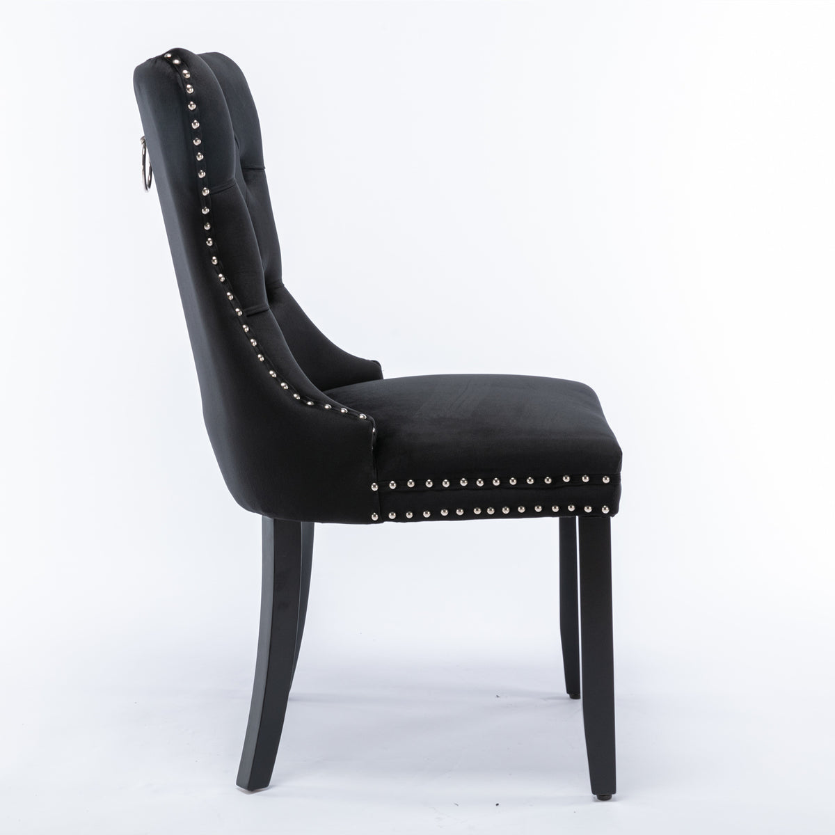Nikki Modern, High-end Tufted Solid Wood Contemporary Velvet Upholstered Dining Chair With Wood Legs Nailhead Trim 2-Pcs Set, Black, SW2001BK — product image 3