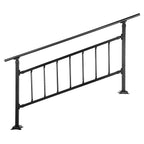 VEVOR Outdoor Stair Railing, Fits For 1-5 Steps Transitional Wrought Iron Handrail, Adjustable Exterior Stair Railing With Fence, Handrails For Concrete Steps With Installation Kit, Matte Black — product image 1