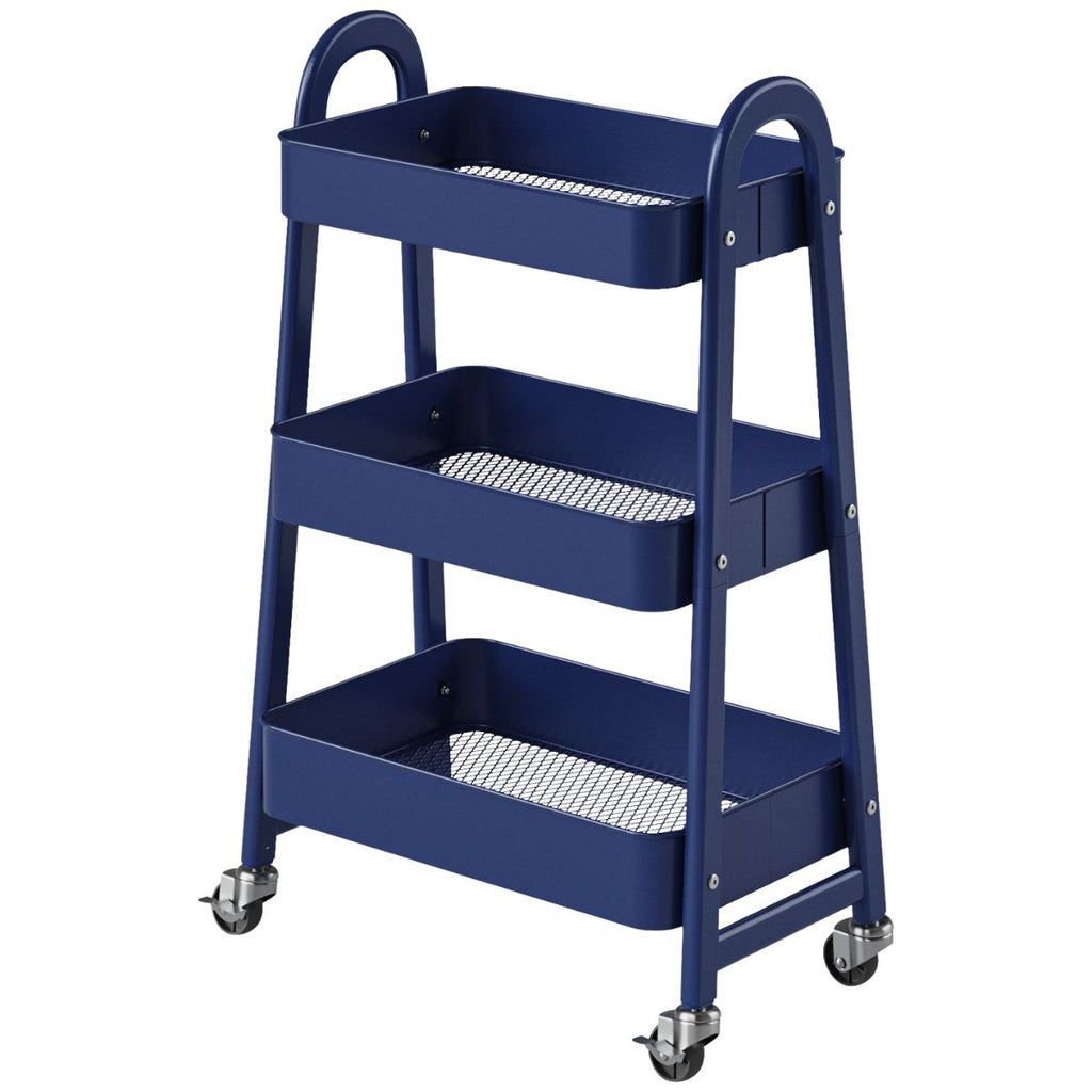 3-Tier Rolling Cart, Metal Utility Storage Cart, Lockable Wheels, For Living Room, Bathroom, Kitchen And Narrow Spaces — product image 1