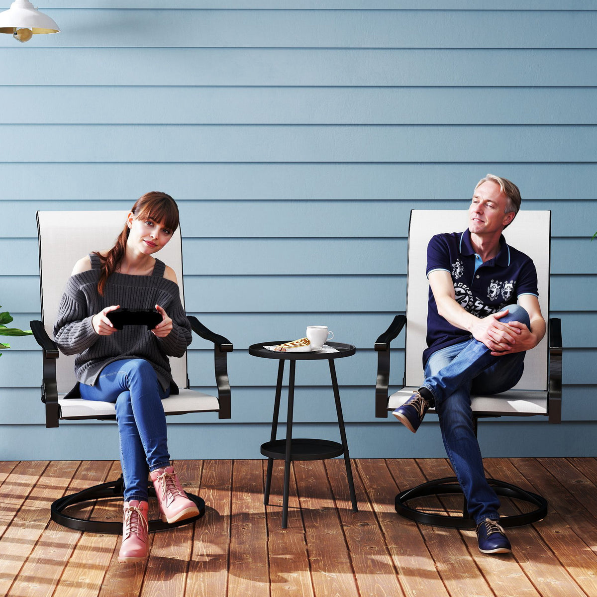 Patio Swivel Chairs Set of 2 — Lawn — product image 3