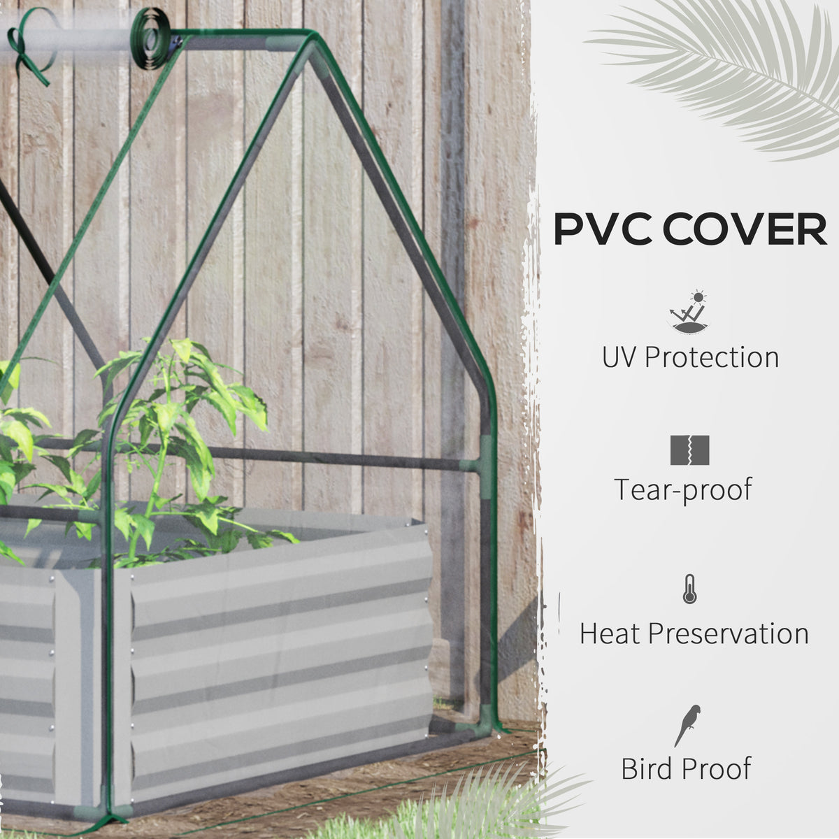 Raised Garden Bed with Cover, Outdoor Galvanized Metal Planter Box Kit, 4 x 3 ft Mini Greenhouse with 2 Large Screen Windows, for Growing Flowers, Vegetables and Herbs, Clear — product image 2