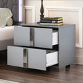 Elegant Nightstand with Metal Foot — Mirrored Bedside Table with 2 Drawers for Bedroom — product image 1