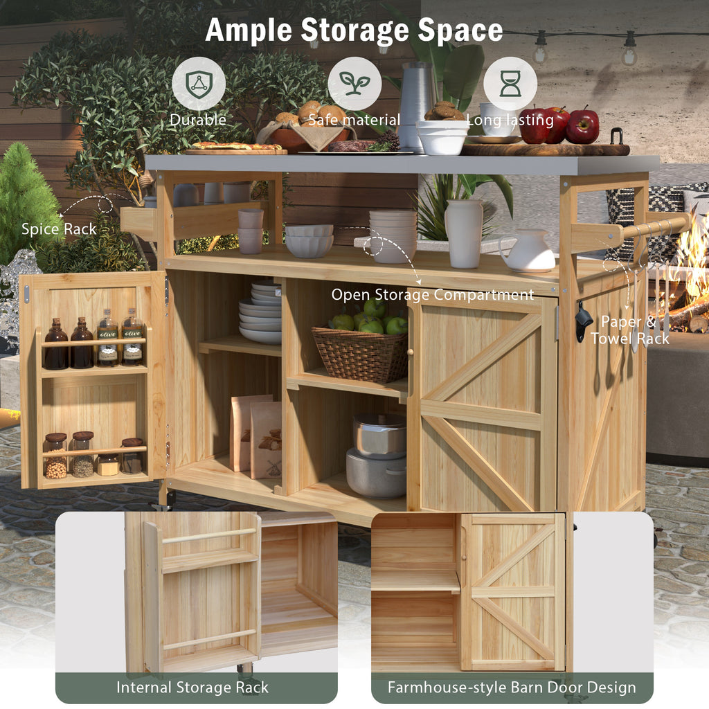 K&k Outdoor Kitchen Island — Rolling Bar Cart & Storage Cabinet — product image 3