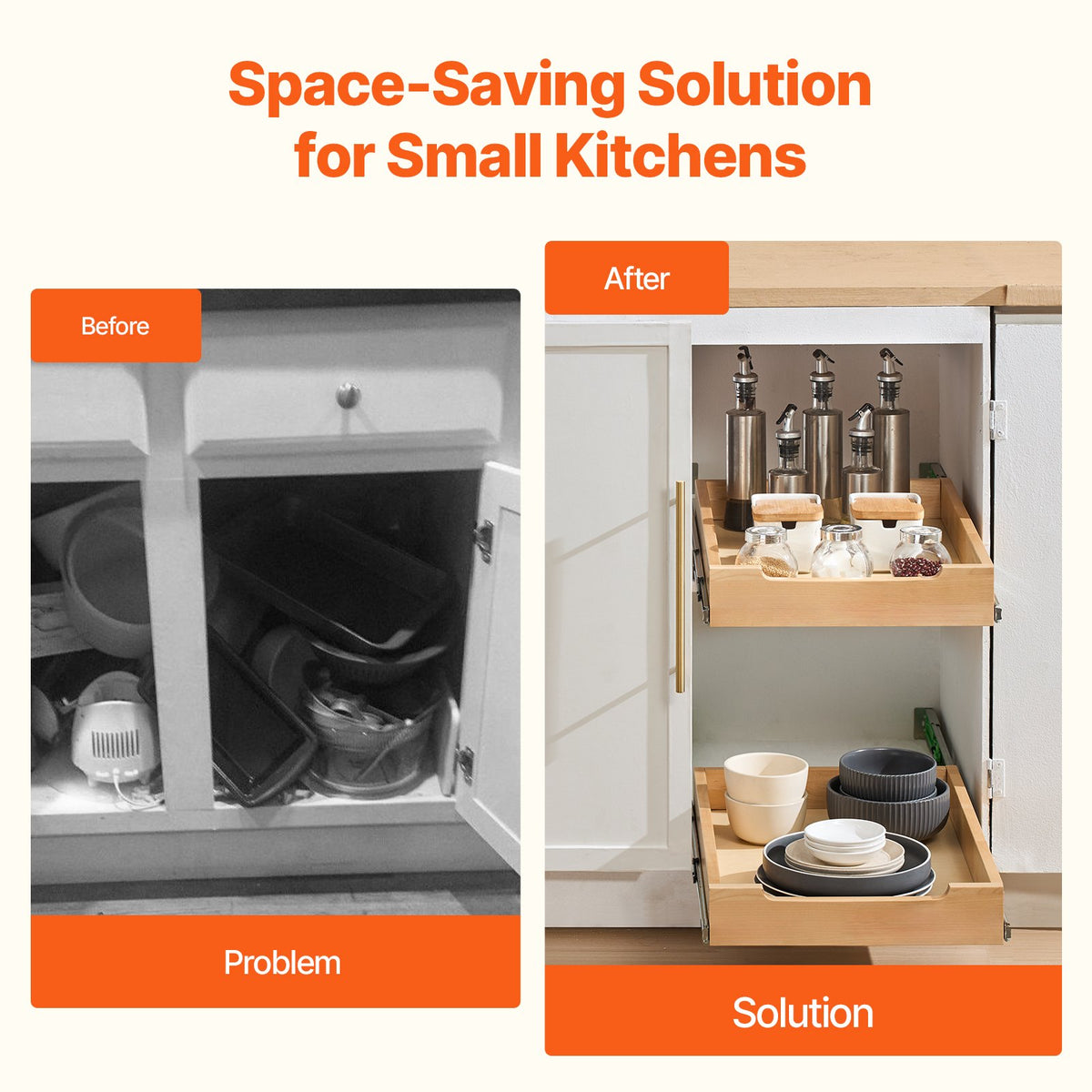Pull Out Cabinet Organizer Soft Close Slide Out Shelf Wood Drawer 14'W X 21'D — product image 2