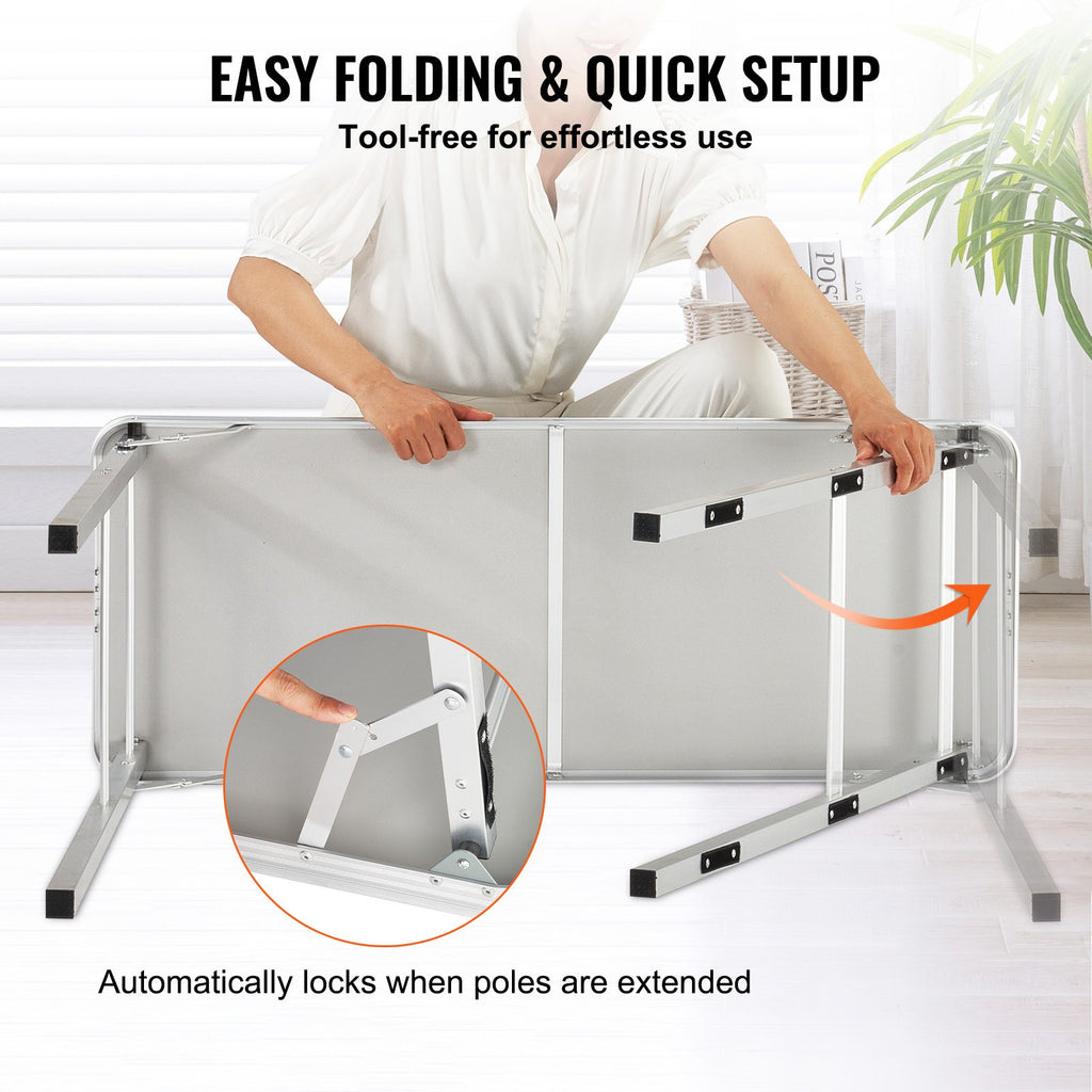 Folding Portable Bar Table, Tradeshow Podium Table For Indoor, Outdoor, Party, Picnic, Exhibition, Includes Carrying Case, Storage Shelf And  Black Skirt, 38.39' X 15.16' X 34.25' — product image 2
