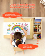 Kids Art Table and Chair Set — Toddler Craft Table with 3 Tiers Storage Cabinet — product image 3