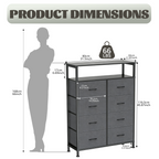 Black eight-drawer fabric dresser — view 3