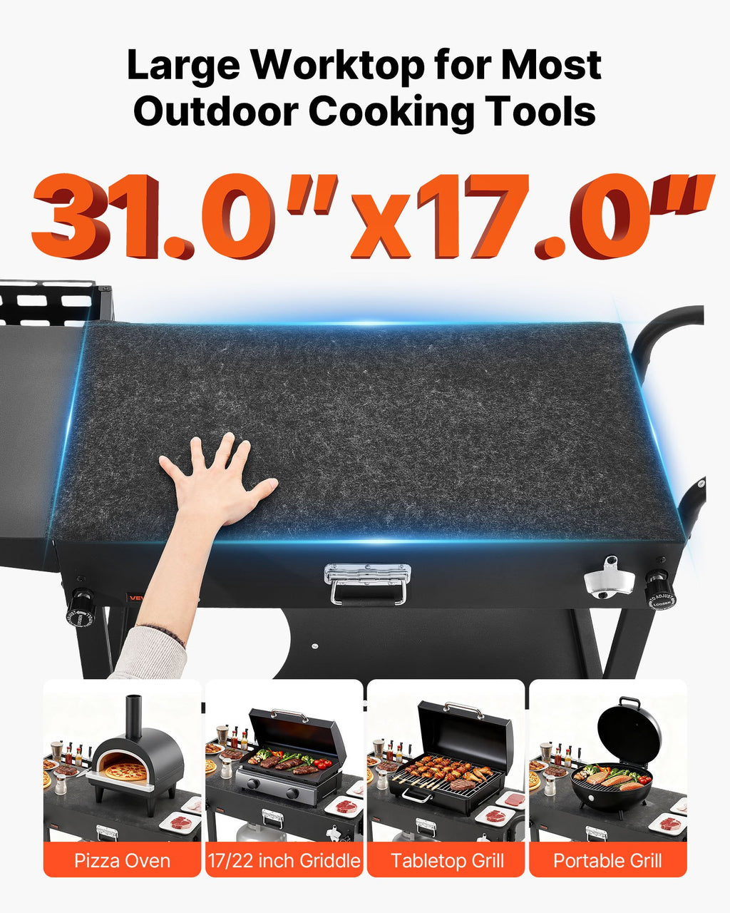 Outdoor Grill Cart — 31.0 X 17.0 Inch Tabletop Size Grilling Table — product image 2