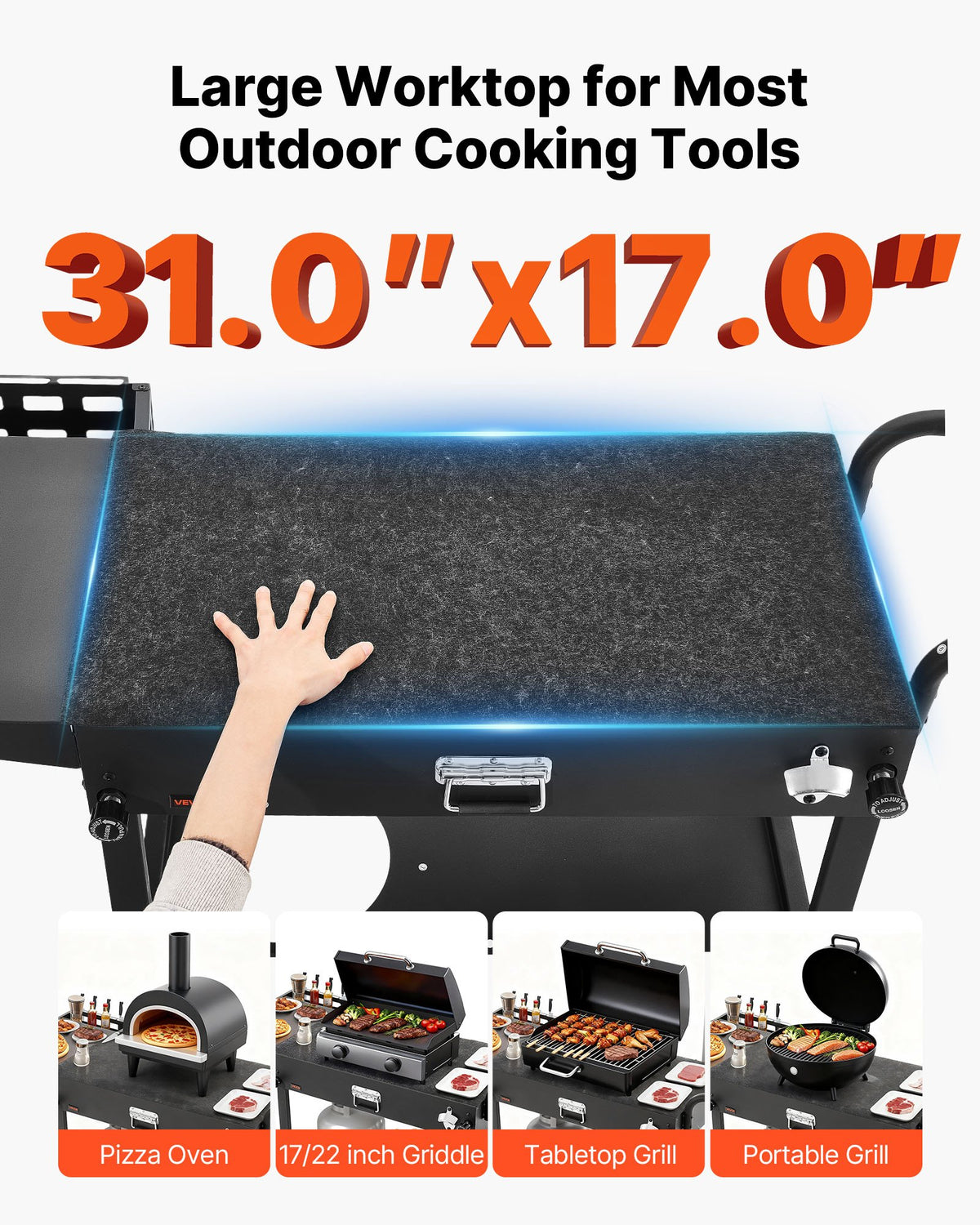 Outdoor Grill Cart — 31.0 X 17.0 Inch Tabletop Size Grilling Table — product image 2
