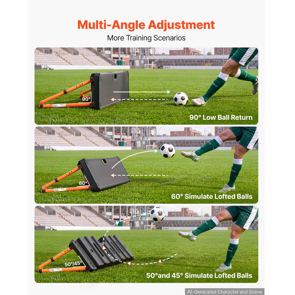 Soccer Rebounder Board, 37.4 X 9.8 In Dual-Sided Soccer Rebound Wall, 4 Adjustable Angles, Portable Water-Fillable PE Kickback Trainer, Ground Stakes For Kids Adults, Passing & Shooting Practice — product image 2
