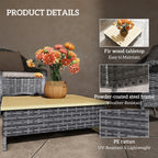 Outdoor Side Table with PE Rattan — Patio End Table with Natural Fir Wood Top — product image 2
