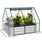 Raised Garden Bed with Cover, Outdoor Galvanized Metal Planter Box Kit, 4 x 3 ft Mini Greenhouse with 2 Large Screen Windows, for Growing Flowers, Vegetables and Herbs, Clear — product image 1